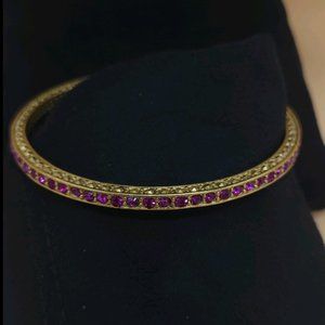 1928 Jewelry® Purple Crystal Gold-Tone up to 8" Bangle